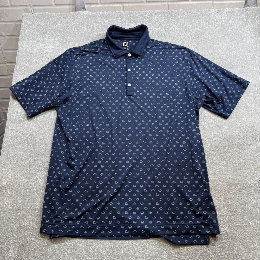 FootJoy Weather ProDry Golf Polo Shirt Sun Rain Clouds 2XL Navy‎ Blue Pickleball